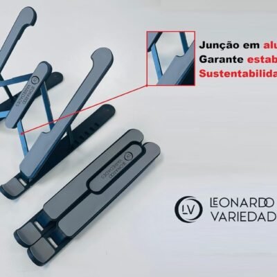 Suporte para Notebook Ajustável, Base Ergonômica Dobrável e Regulável, Universal para Notebooks, Tablets e Netbooks, Leve e Portátil com Estojo para Armazenagem, Ideal para Trabalho e Estudo