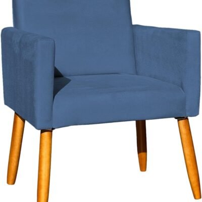 Poltrona Decorativa Para Sala Nina Cadeira Reforçada Para Recepção Manicure Sala De Espera Escritório Consultório – (Azul-marinho)