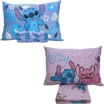 Portallar, Kit 2 Jogos Cama Stitch C/Elástico Solteiro Oficial Disney