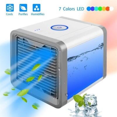 Mini Ar-Condicionado Humidificador Portátil LED USB