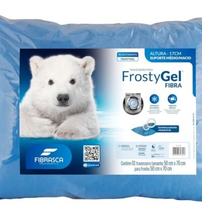 Travesseiro Gelado Frostygel – Toque de Pluma Frio Lavável em Máquina – p/Fronhas 50×70 – Fibrasca