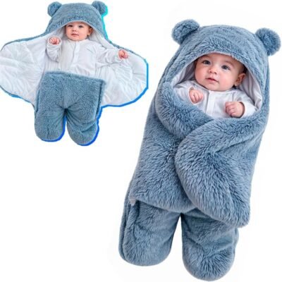 Saco de dormir Casulo Cobertor Enroladinho Sweddle Bebê (Azul)