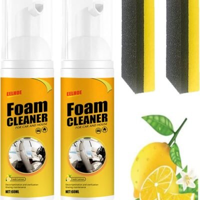 Alkyne Multipurpose Foam Cleaner Spray, Foam Cleaner All Purpose for Car and House Lemon Flavor,All-Purpose Household Cleaners for Car and Kitchen (2PCS,60ML)