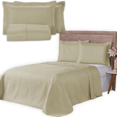 Cobre Leito Colcha Siena Para Cama de Casal Padrão Micro Percal 200 Fios Dupla Face e Toque Macio Qualidade e Conforto (Avelã, Casal Padrão(240x220cm))