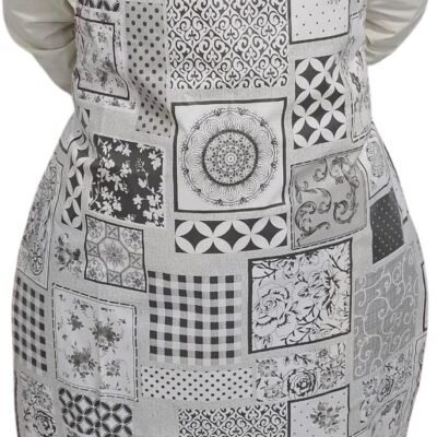 BÖHM Avental de Cozinha PVC Thermal Impermeavel Revestimento Anti-Manchas Ajustável Durabilidade Fácil de Limpar Proteção Patchwork Design