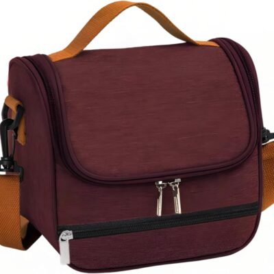 Bolsa Térmica Grande com Alça Ajustável, Lancheira Fitness, Ideal para Marmitas Lanches Frutas Bebidas, para Levar no Trabalho Passeio Academia Escola Faculdade, Qualidade Premium (Bordô)