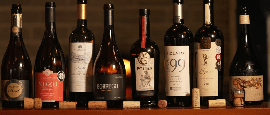 Vinhos degustados no almoço no Guri Restaurante